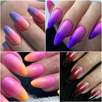 FOUR LILY 7ml Thermal Nail Gel Polish 3 Colors Changing Semi Permanent Soak Off UV/LED Nail Supplies Gel for Manicure Design