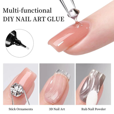 Strong Adhesive Nail Glue For Press On False Nail Tips Acrylic Fake Nails Long-lasting Transparent Nail Rhinestone Glue