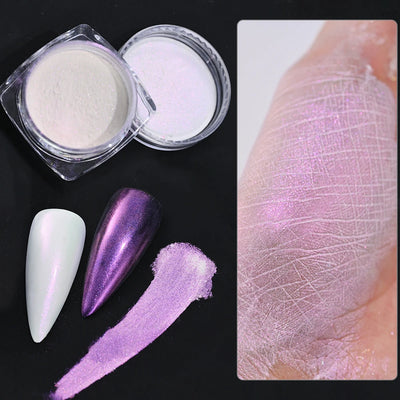 1jar Plating Aurora Chrome Nail Powder High-Gloss Moonlight Mirror Fine Glitter Pigment Aurora Pearl  Rubbing Dust Chrome Nails