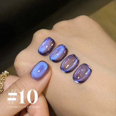 MIANEL 12ML 1-10pcs Summer New Style Blue Glass Bead Cat Eye Gel Nail Polish Blue Crystal Nail Polish Blue Nails White Nails