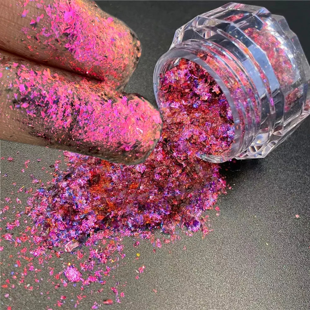 1jar Plating Aurora Chrome Nail Powder High-Gloss Moonlight Mirror Fine Glitter Pigment Aurora Pearl  Rubbing Dust Chrome Nails