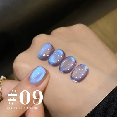 MIANEL 12ML 1-10pcs Summer New Style Blue Glass Bead Cat Eye Gel Nail Polish Blue Crystal Nail Polish Blue Nails White Nails