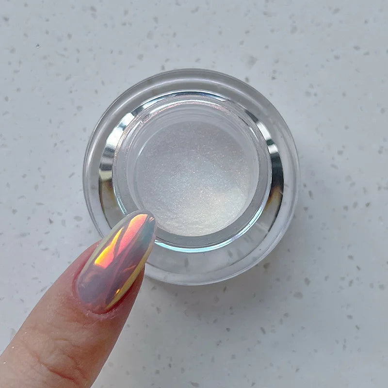 1jar Plating Aurora Chrome Nail Powder High-Gloss Moonlight Mirror Fine Glitter Pigment Aurora Pearl  Rubbing Dust Chrome Nails
