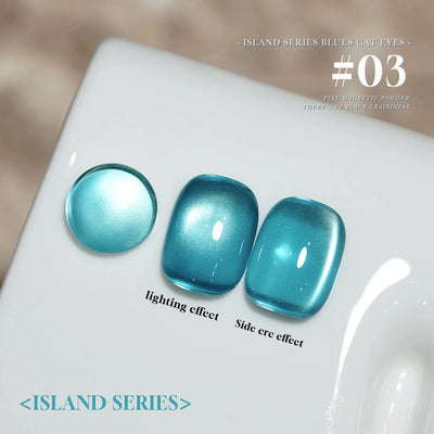 MIANEL 12ML 1-10pcs Summer New Style Blue Glass Bead Cat Eye Gel Nail Polish Blue Crystal Nail Polish Blue Nails White Nails