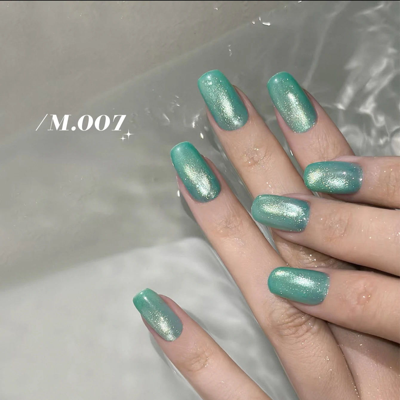 MIANEL 12ML 1-10pcs Summer New Style Blue Glass Bead Cat Eye Gel Nail Polish Blue Crystal Nail Polish Blue Nails White Nails