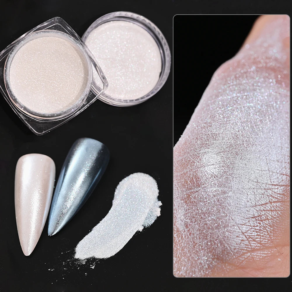 1jar Plating Aurora Chrome Nail Powder High-Gloss Moonlight Mirror Fine Glitter Pigment Aurora Pearl  Rubbing Dust Chrome Nails