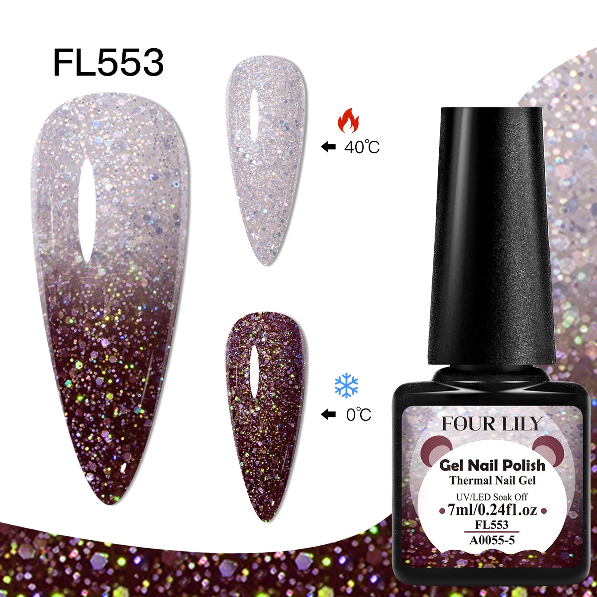 FOUR LILY 7ml Thermal Nail Gel Polish 3 Colors Changing Semi Permanent Soak Off UV/LED Nail Supplies Gel for Manicure Design