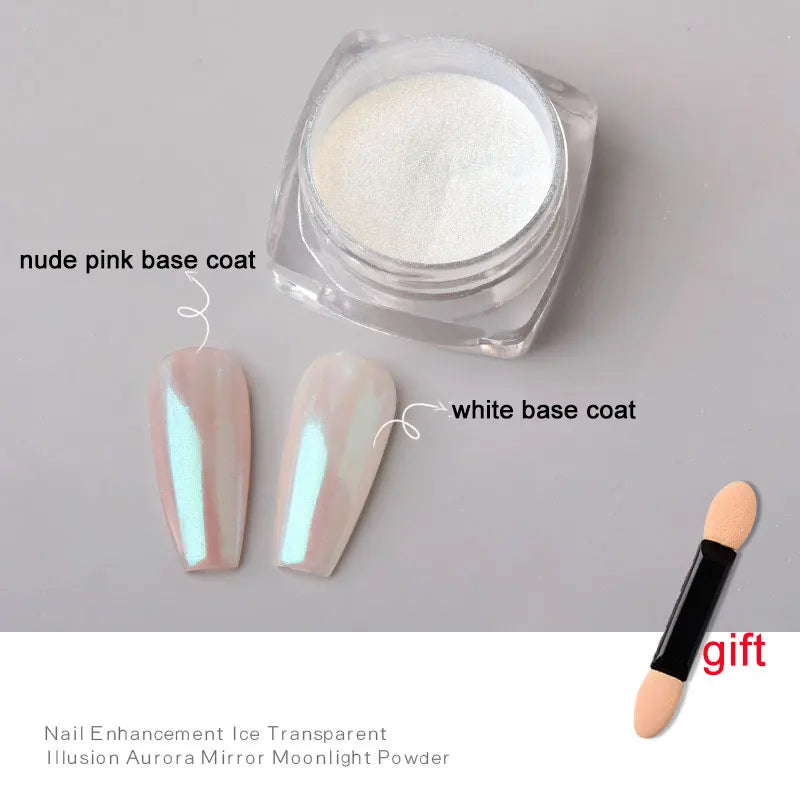 1jar Plating Aurora Chrome Nail Powder High-Gloss Moonlight Mirror Fine Glitter Pigment Aurora Pearl  Rubbing Dust Chrome Nails