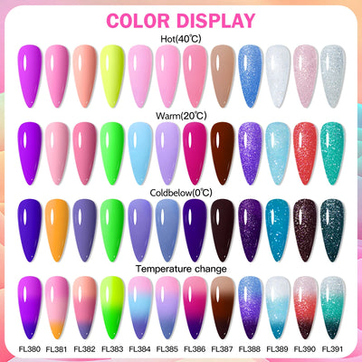 FOUR LILY 7ml Thermal Nail Gel Polish 3 Colors Changing Semi Permanent Soak Off UV/LED Nail Supplies Gel for Manicure Design