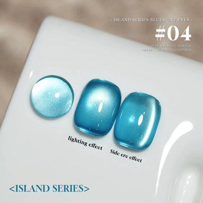 MIANEL 12ML 1-10pcs Summer New Style Blue Glass Bead Cat Eye Gel Nail Polish Blue Crystal Nail Polish Blue Nails White Nails