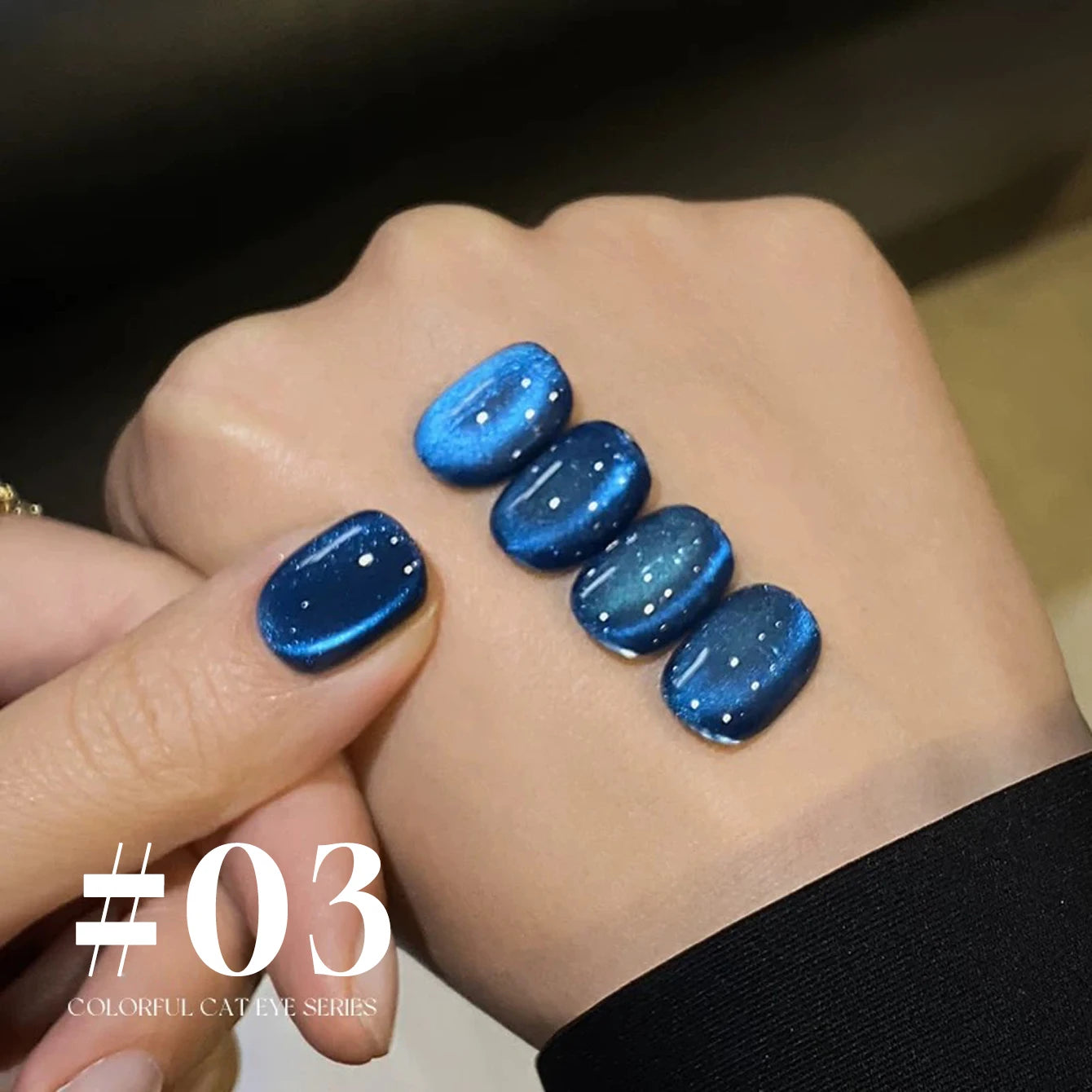 MIANEL 12ML 1-10pcs Summer New Style Blue Glass Bead Cat Eye Gel Nail Polish Blue Crystal Nail Polish Blue Nails White Nails