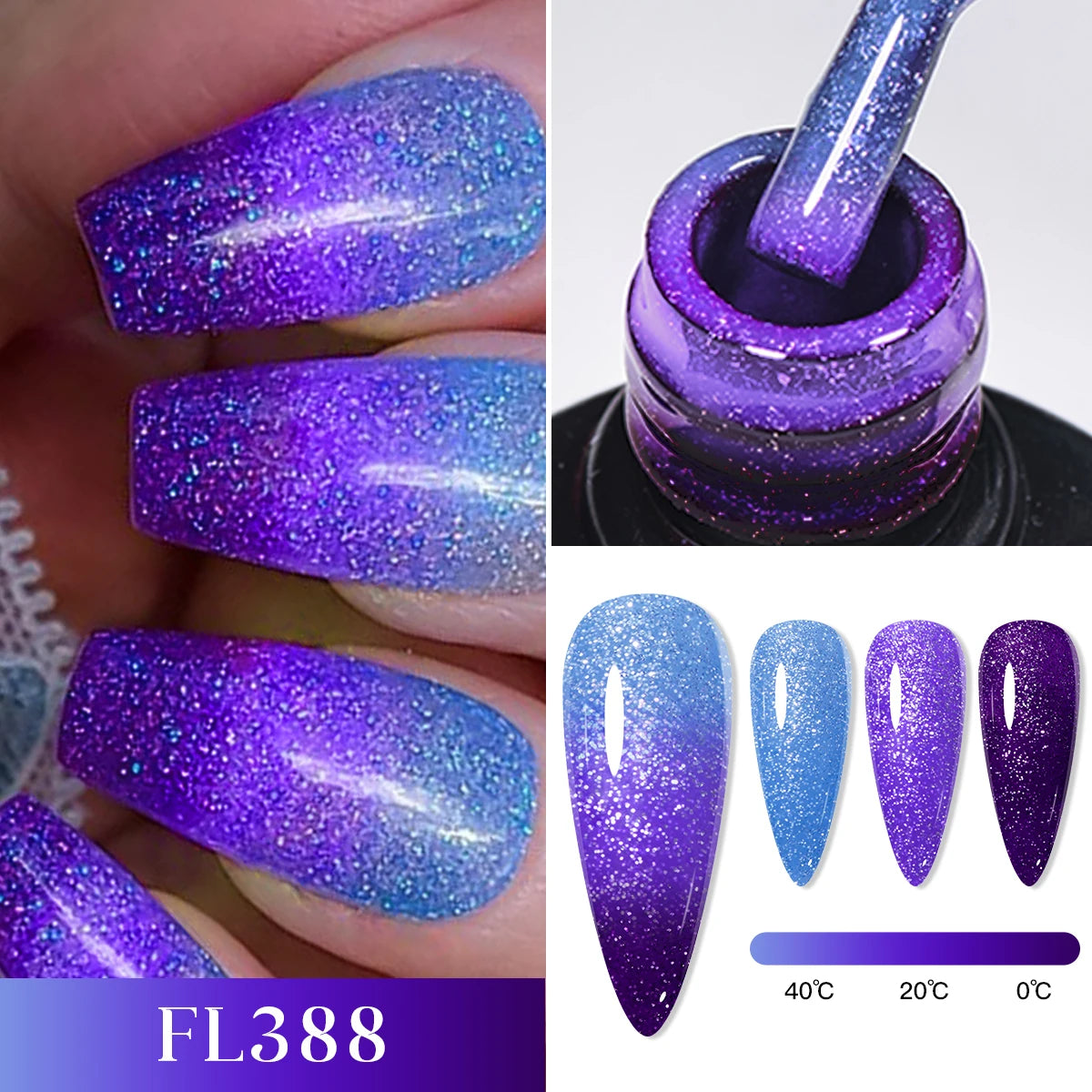 FOUR LILY 7ml Thermal Nail Gel Polish 3 Colors Changing Semi Permanent Soak Off UV/LED Nail Supplies Gel for Manicure Design
