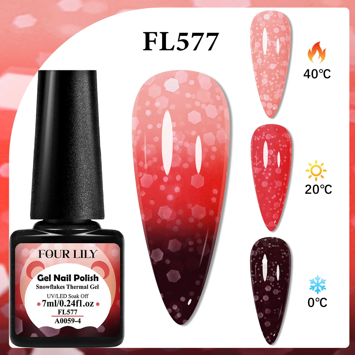 FOUR LILY 7ml Thermal Nail Gel Polish 3 Colors Changing Semi Permanent Soak Off UV/LED Nail Supplies Gel for Manicure Design