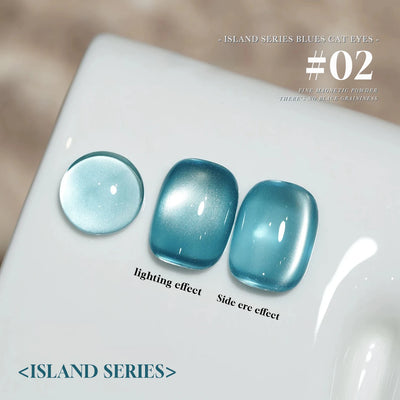 MIANEL 12ML 1-10pcs Summer New Style Blue Glass Bead Cat Eye Gel Nail Polish Blue Crystal Nail Polish Blue Nails White Nails