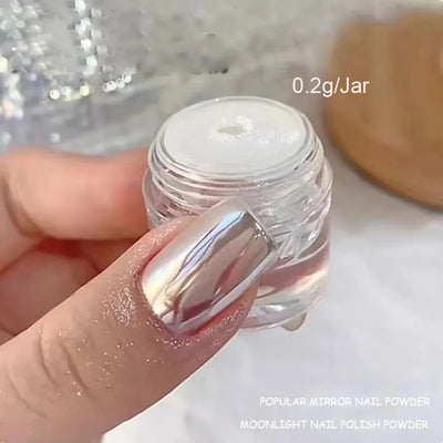 1jar Plating Aurora Chrome Nail Powder High-Gloss Moonlight Mirror Fine Glitter Pigment Aurora Pearl  Rubbing Dust Chrome Nails
