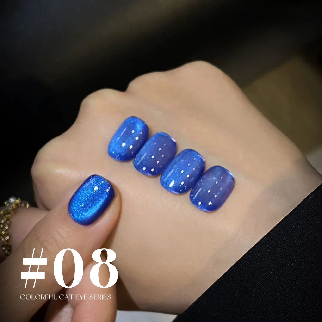 MIANEL 12ML 1-10pcs Summer New Style Blue Glass Bead Cat Eye Gel Nail Polish Blue Crystal Nail Polish Blue Nails White Nails