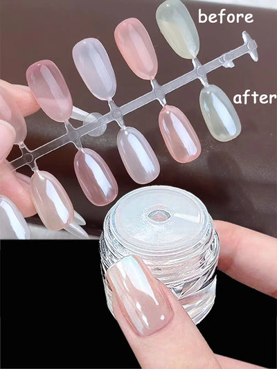 1jar Plating Aurora Chrome Nail Powder High-Gloss Moonlight Mirror Fine Glitter Pigment Aurora Pearl  Rubbing Dust Chrome Nails