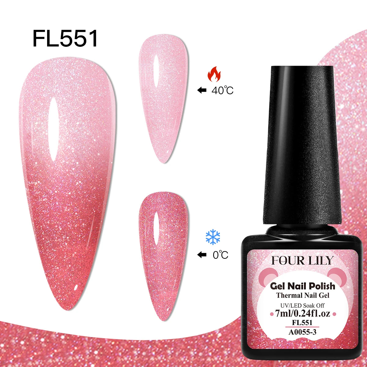 FOUR LILY 7ml Thermal Nail Gel Polish 3 Colors Changing Semi Permanent Soak Off UV/LED Nail Supplies Gel for Manicure Design