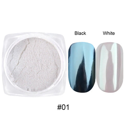 1jar Plating Aurora Chrome Nail Powder High-Gloss Moonlight Mirror Fine Glitter Pigment Aurora Pearl  Rubbing Dust Chrome Nails