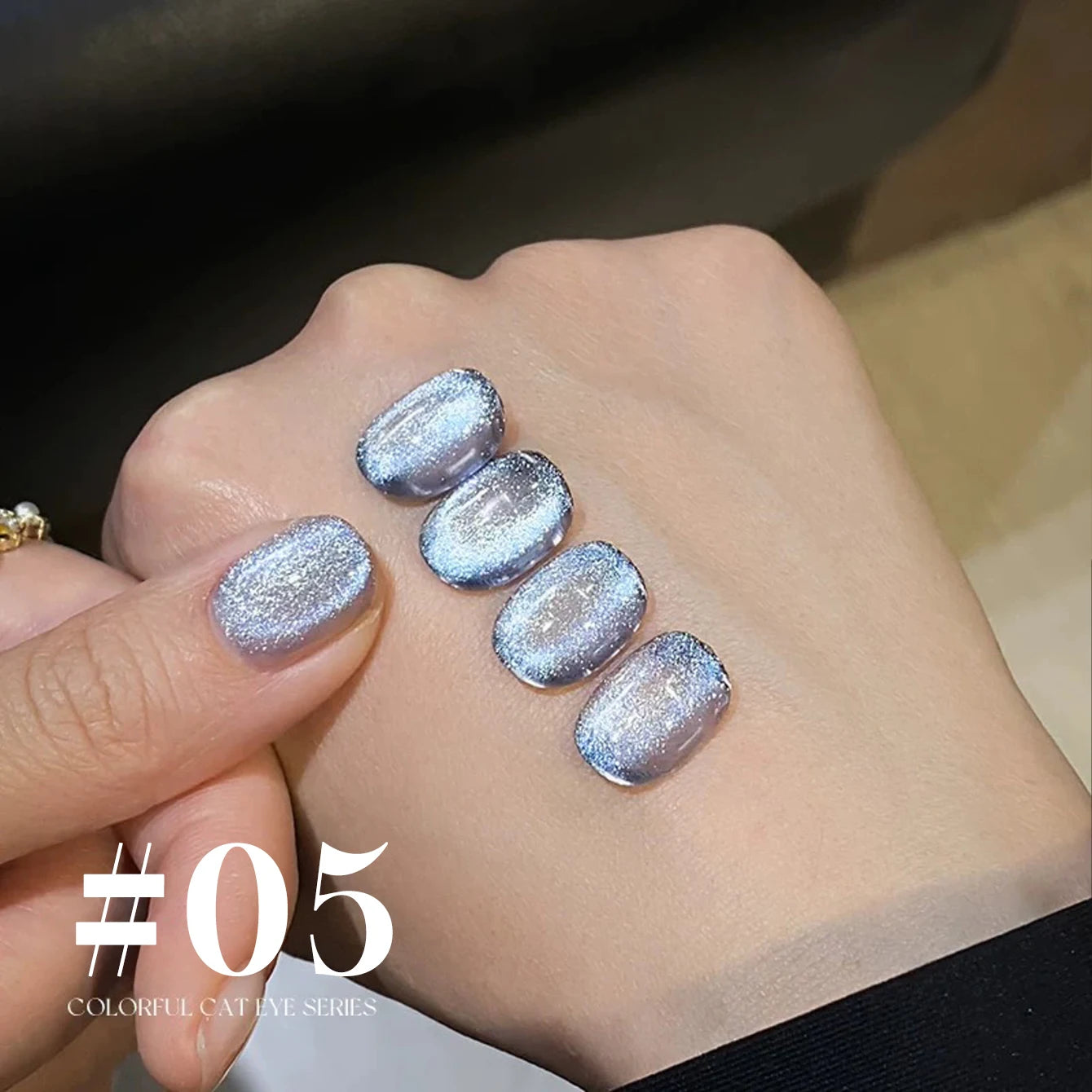 MIANEL 12ML 1-10pcs Summer New Style Blue Glass Bead Cat Eye Gel Nail Polish Blue Crystal Nail Polish Blue Nails White Nails