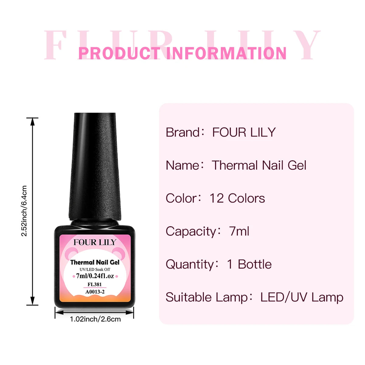 FOUR LILY 7ml Thermal Nail Gel Polish 3 Colors Changing Semi Permanent Soak Off UV/LED Nail Supplies Gel for Manicure Design