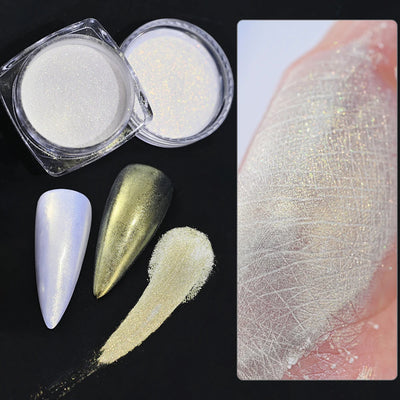 1jar Plating Aurora Chrome Nail Powder High-Gloss Moonlight Mirror Fine Glitter Pigment Aurora Pearl  Rubbing Dust Chrome Nails