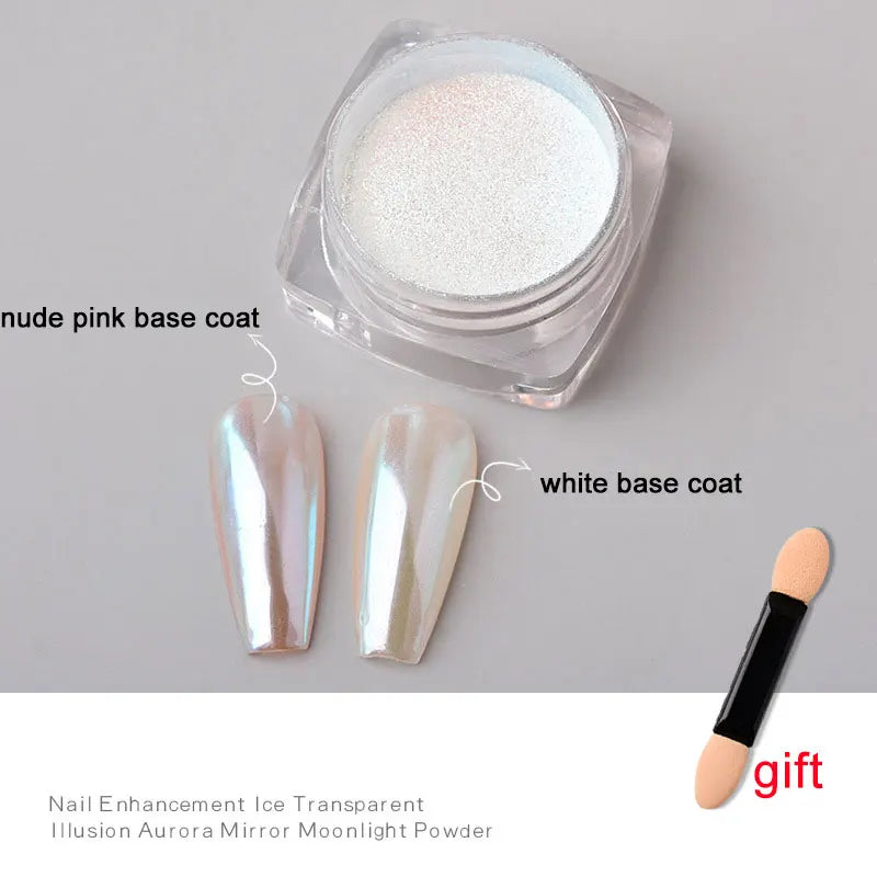 1jar Plating Aurora Chrome Nail Powder High-Gloss Moonlight Mirror Fine Glitter Pigment Aurora Pearl  Rubbing Dust Chrome Nails