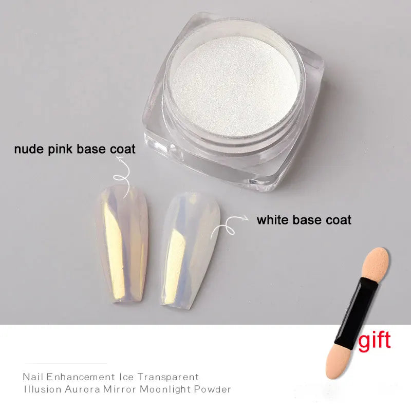 1jar Plating Aurora Chrome Nail Powder High-Gloss Moonlight Mirror Fine Glitter Pigment Aurora Pearl  Rubbing Dust Chrome Nails