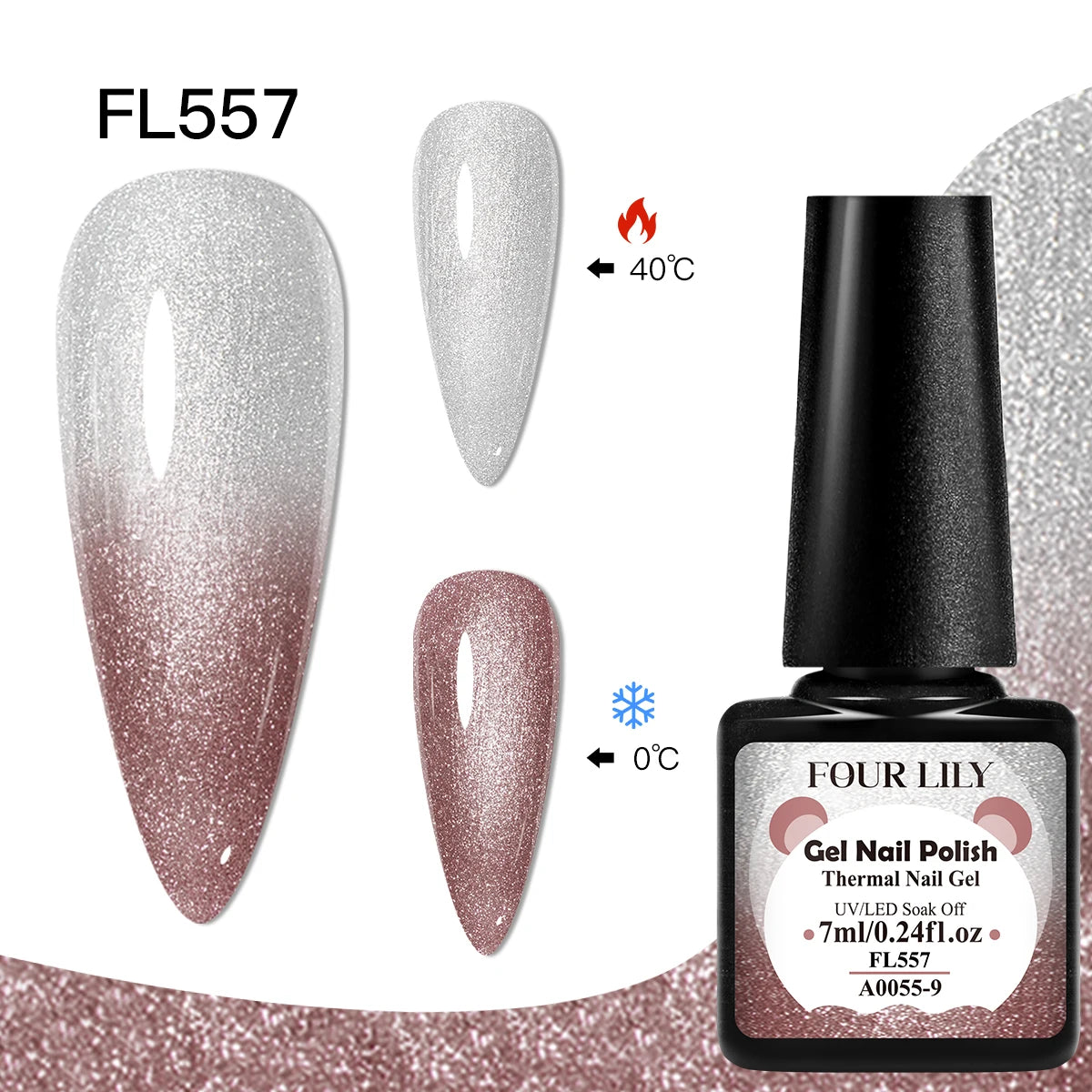 FOUR LILY 7ml Thermal Nail Gel Polish 3 Colors Changing Semi Permanent Soak Off UV/LED Nail Supplies Gel for Manicure Design
