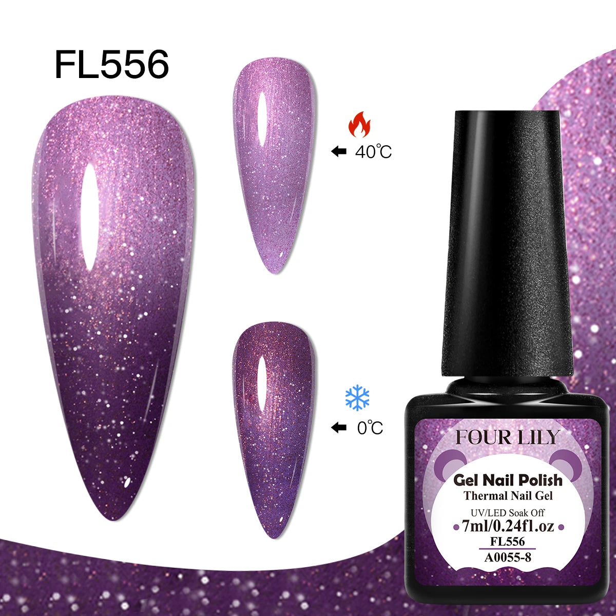 FOUR LILY 7ml Thermal Nail Gel Polish 3 Colors Changing Semi Permanent Soak Off UV/LED Nail Supplies Gel for Manicure Design
