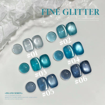 MIANEL 12ML 1-10pcs Summer New Style Blue Glass Bead Cat Eye Gel Nail Polish Blue Crystal Nail Polish Blue Nails White Nails