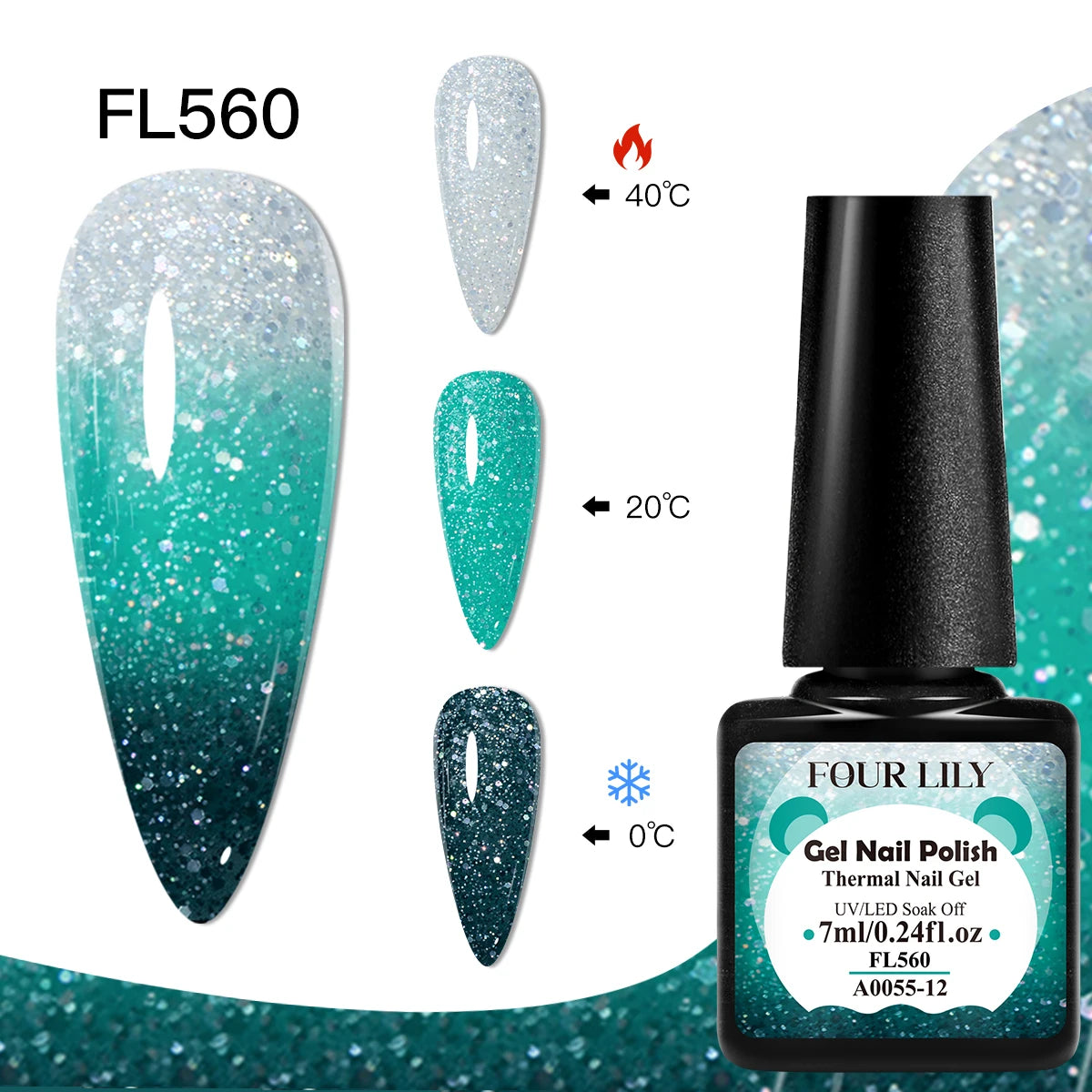 FOUR LILY 7ml Thermal Nail Gel Polish 3 Colors Changing Semi Permanent Soak Off UV/LED Nail Supplies Gel for Manicure Design