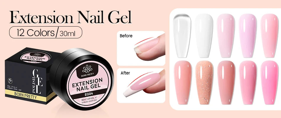 BORN PRETTY 15ml Clear Non Stick Hand Extension Gel 3D Shaping Sculpting Carving Nail Art Solid Hard Gel for Fake Nail