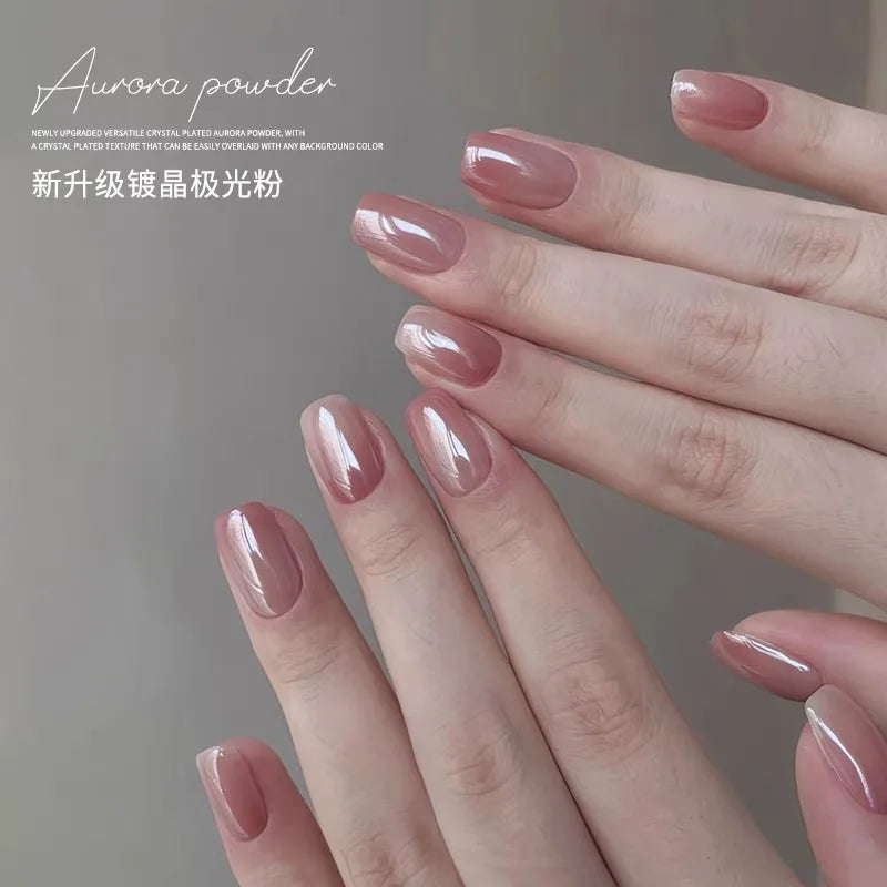 1jar Plating Aurora Chrome Nail Powder High-Gloss Moonlight Mirror Fine Glitter Pigment Aurora Pearl  Rubbing Dust Chrome Nails