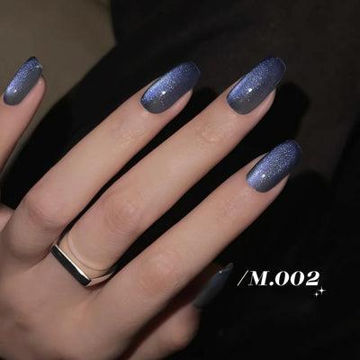 MIANEL 12ML 1-10pcs Summer New Style Blue Glass Bead Cat Eye Gel Nail Polish Blue Crystal Nail Polish Blue Nails White Nails