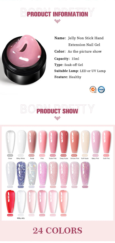 BORN PRETTY 15ml Clear Non Stick Hand Extension Gel 3D Shaping Sculpting Carving Nail Art Solid Hard Gel for Fake Nail