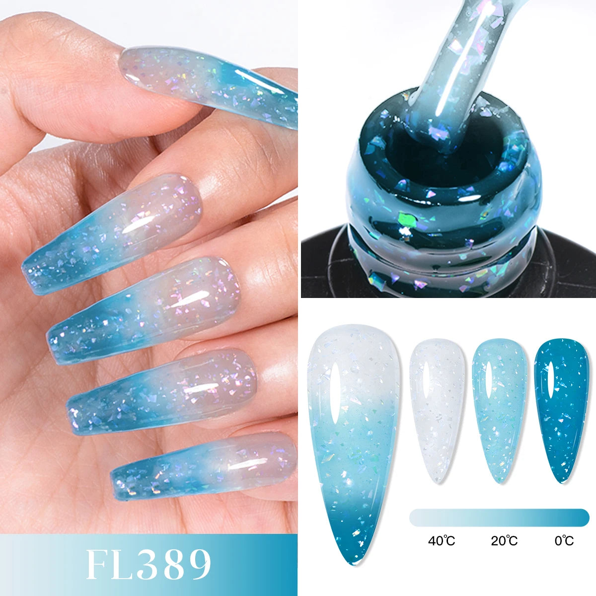 FOUR LILY 7ml Thermal Nail Gel Polish 3 Colors Changing Semi Permanent Soak Off UV/LED Nail Supplies Gel for Manicure Design