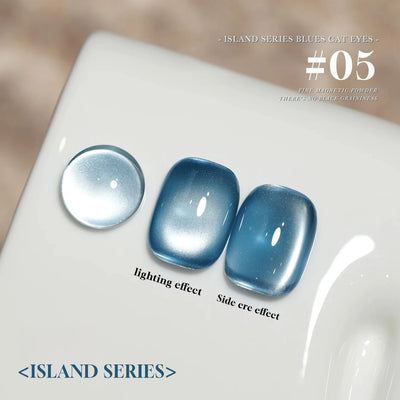 MIANEL 12ML 1-10pcs Summer New Style Blue Glass Bead Cat Eye Gel Nail Polish Blue Crystal Nail Polish Blue Nails White Nails