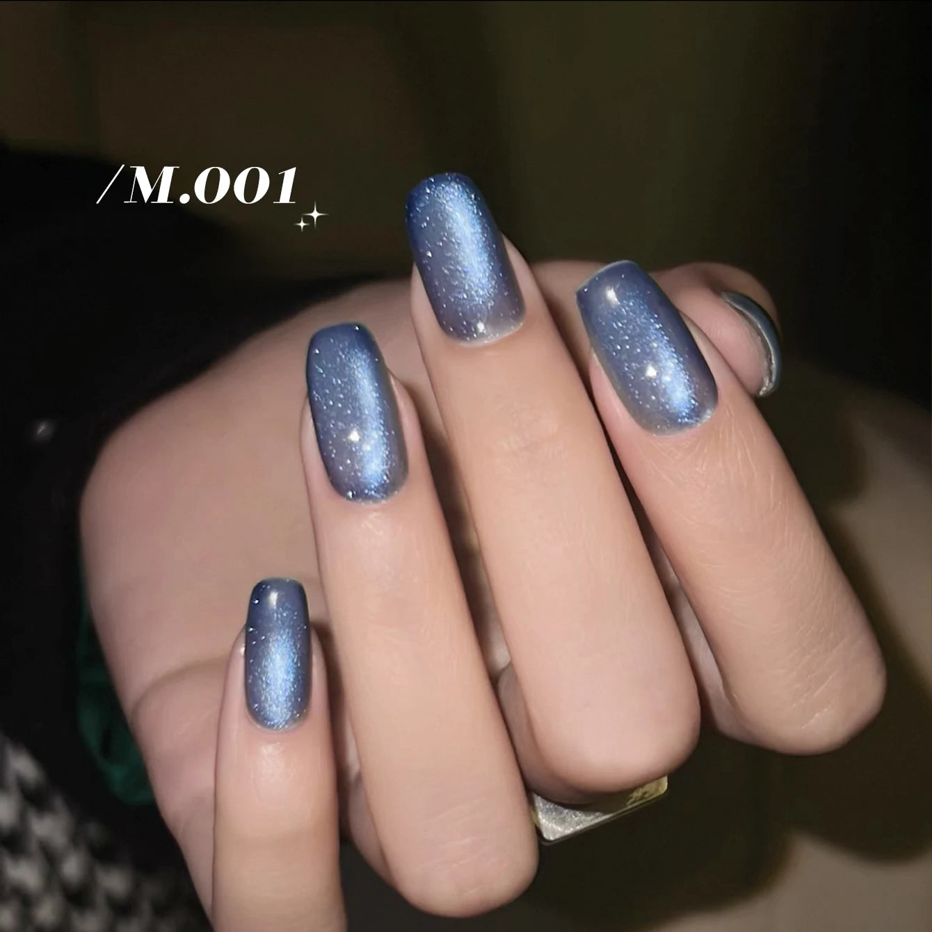 MIANEL 12ML 1-10pcs Summer New Style Blue Glass Bead Cat Eye Gel Nail Polish Blue Crystal Nail Polish Blue Nails White Nails