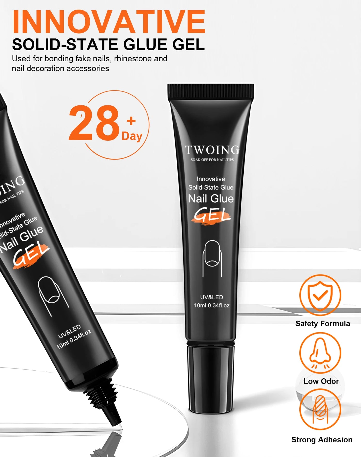 Solid Nail Glue Nail Tips Gel for Press On Nails,Acrylic Nail Gel for Manicure Extension,False Nails Adhesive Glue Long Lasting