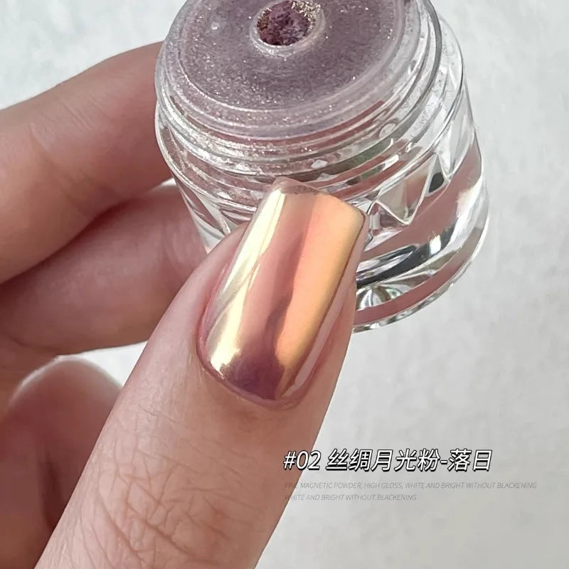 1jar Plating Aurora Chrome Nail Powder High-Gloss Moonlight Mirror Fine Glitter Pigment Aurora Pearl  Rubbing Dust Chrome Nails
