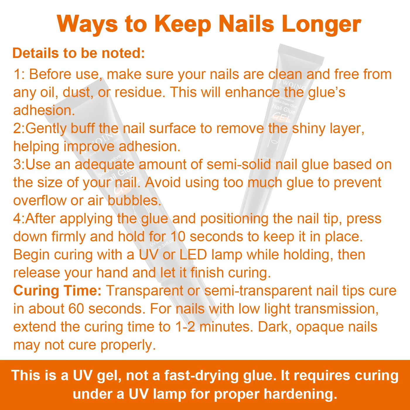 Solid Nail Glue Nail Tips Gel for Press On Nails,Acrylic Nail Gel for Manicure Extension,False Nails Adhesive Glue Long Lasting
