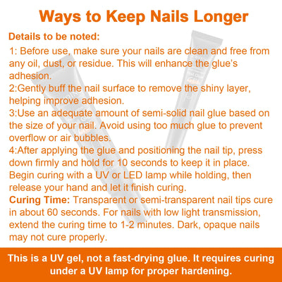 Solid Nail Glue Nail Tips Gel for Press On Nails,Acrylic Nail Gel for Manicure Extension,False Nails Adhesive Glue Long Lasting