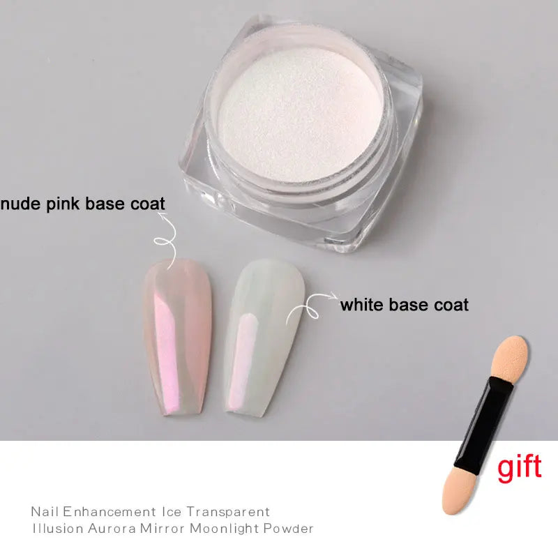 1jar Plating Aurora Chrome Nail Powder High-Gloss Moonlight Mirror Fine Glitter Pigment Aurora Pearl  Rubbing Dust Chrome Nails