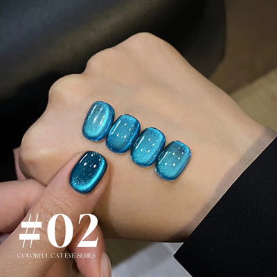 MIANEL 12ML 1-10pcs Summer New Style Blue Glass Bead Cat Eye Gel Nail Polish Blue Crystal Nail Polish Blue Nails White Nails