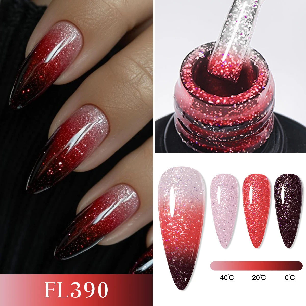 FOUR LILY 7ml Thermal Nail Gel Polish 3 Colors Changing Semi Permanent Soak Off UV/LED Nail Supplies Gel for Manicure Design