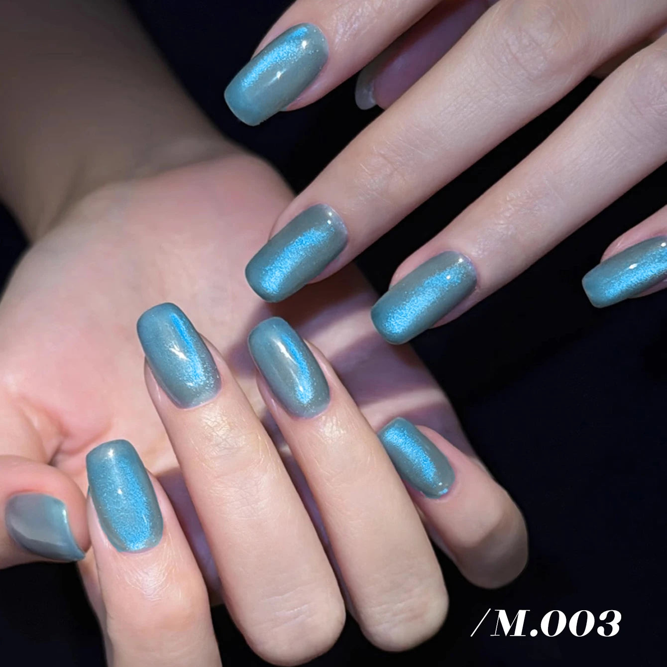 MIANEL 12ML 1-10pcs Summer New Style Blue Glass Bead Cat Eye Gel Nail Polish Blue Crystal Nail Polish Blue Nails White Nails