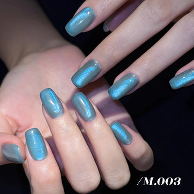 MIANEL 12ML 1-10pcs Summer New Style Blue Glass Bead Cat Eye Gel Nail Polish Blue Crystal Nail Polish Blue Nails White Nails