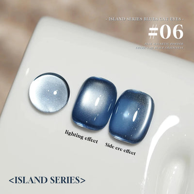MIANEL 12ML 1-10pcs Summer New Style Blue Glass Bead Cat Eye Gel Nail Polish Blue Crystal Nail Polish Blue Nails White Nails