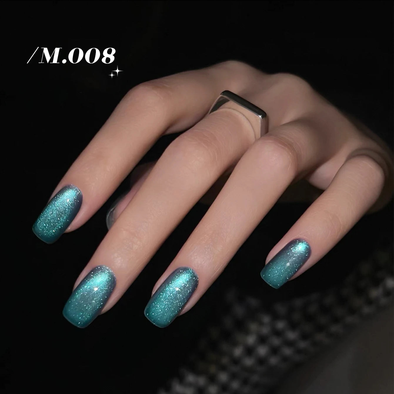 MIANEL 12ML 1-10pcs Summer New Style Blue Glass Bead Cat Eye Gel Nail Polish Blue Crystal Nail Polish Blue Nails White Nails